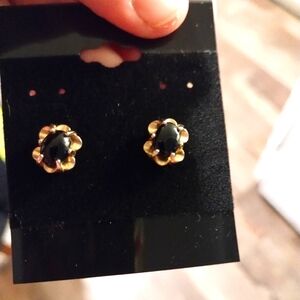 Black and Gold Stud Earrings